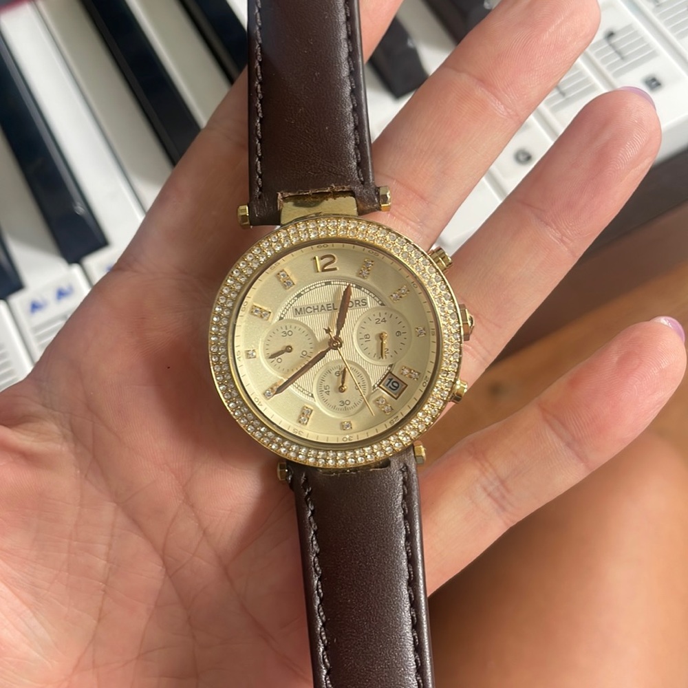 Michael Kors Gold Leather Watch